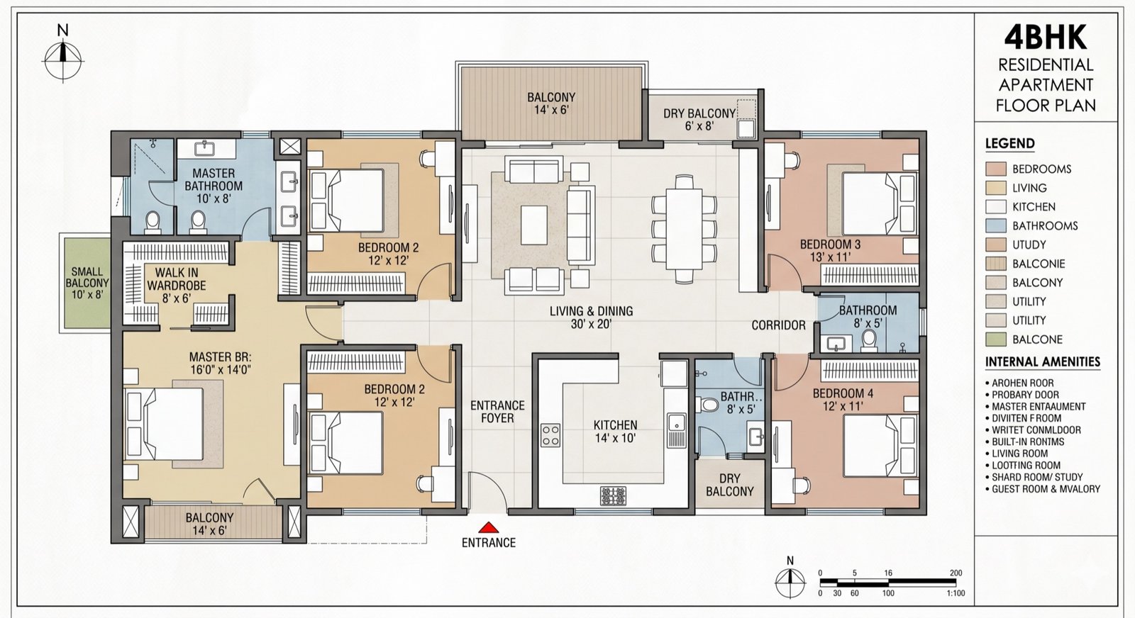 4S Sector 88B 4 BHK floor plan